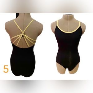 Extra small yellow and black strappy leotard